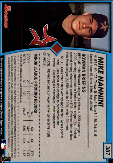 A1771- 2001 Bowman Baseball Cards 251-440 +Inserts -You Pick- 15+ FREE US SHIP - Picture 241 of 343