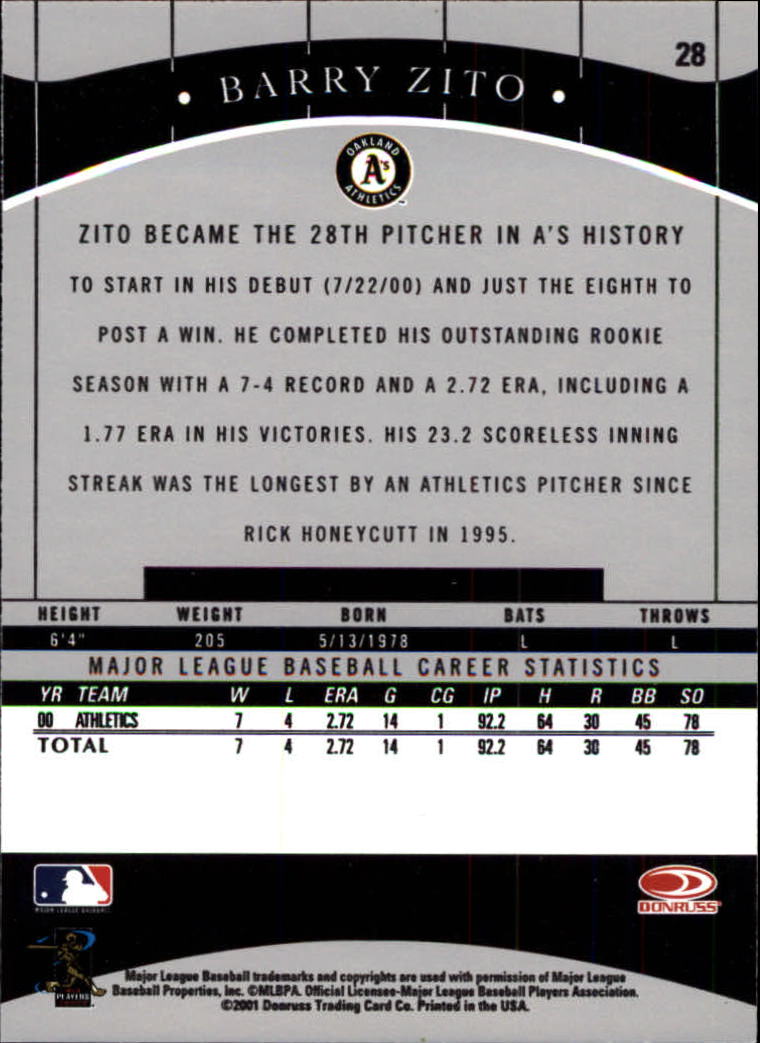2001 Donruss Classics Baseball "Main Set" Cards - Picture 53 of 203