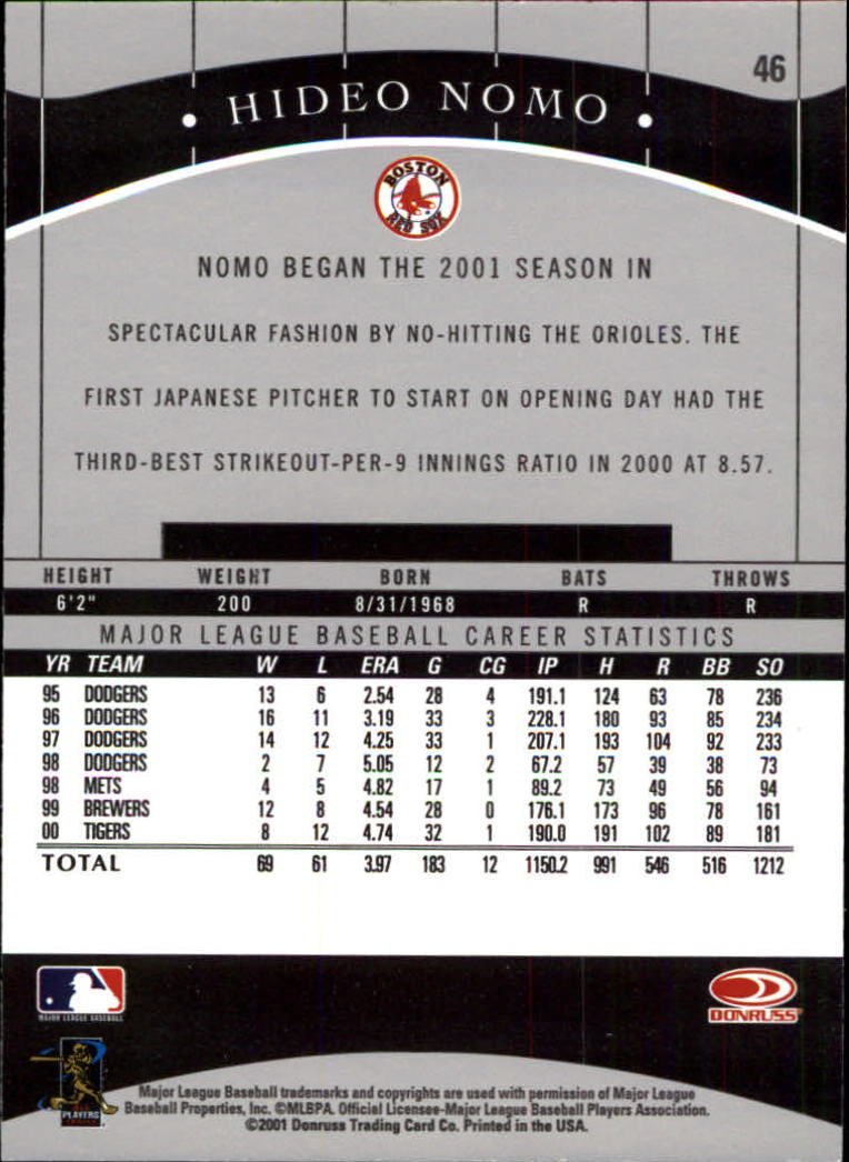 2001 Donruss Classics Baseball "Main Set" Cards - Picture 87 of 203