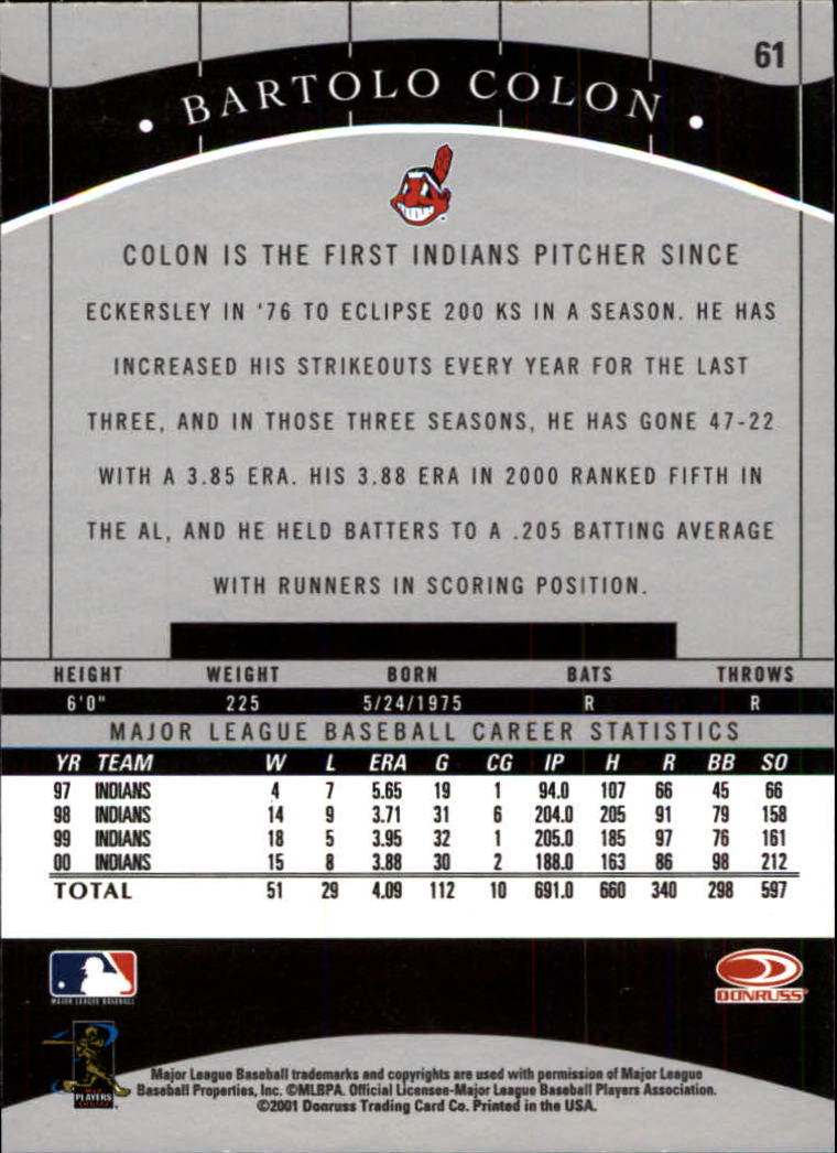 2001 Donruss Classics Baseball "Main Set" Cards - Picture 115 of 203