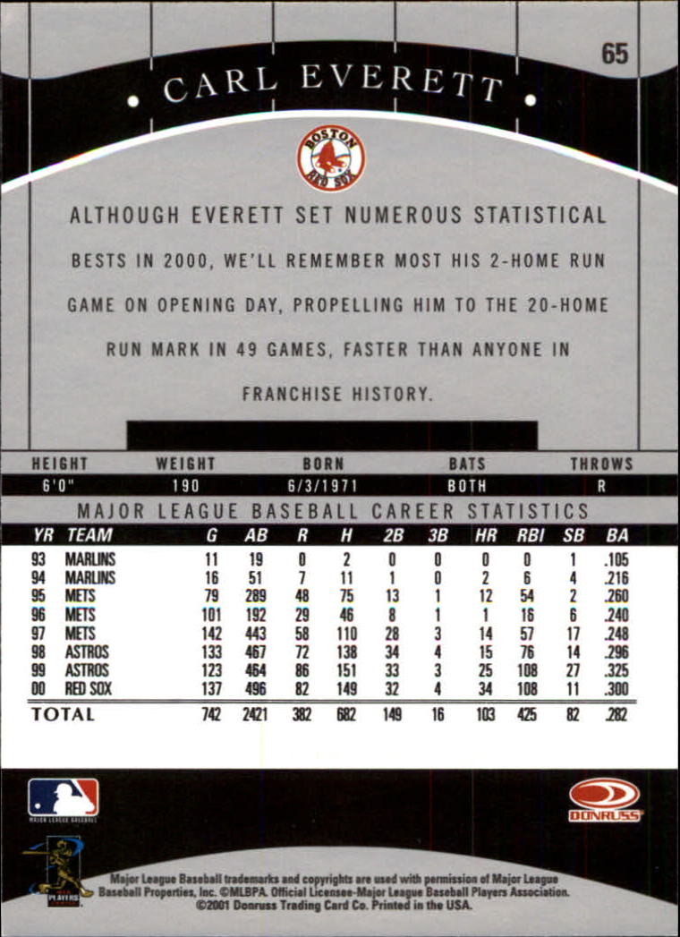 2001 Donruss Classics Baseball "Main Set" Cards - Picture 123 of 203