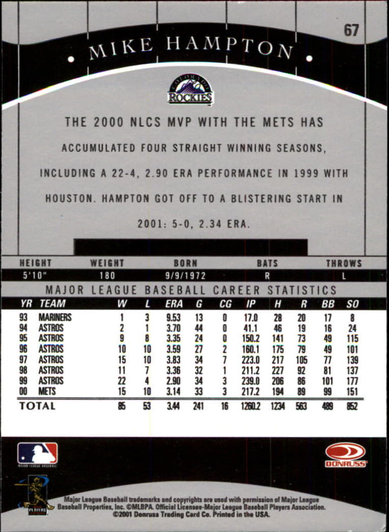 2001 Donruss Classics Baseball "Main Set" Cards - Picture 127 of 203