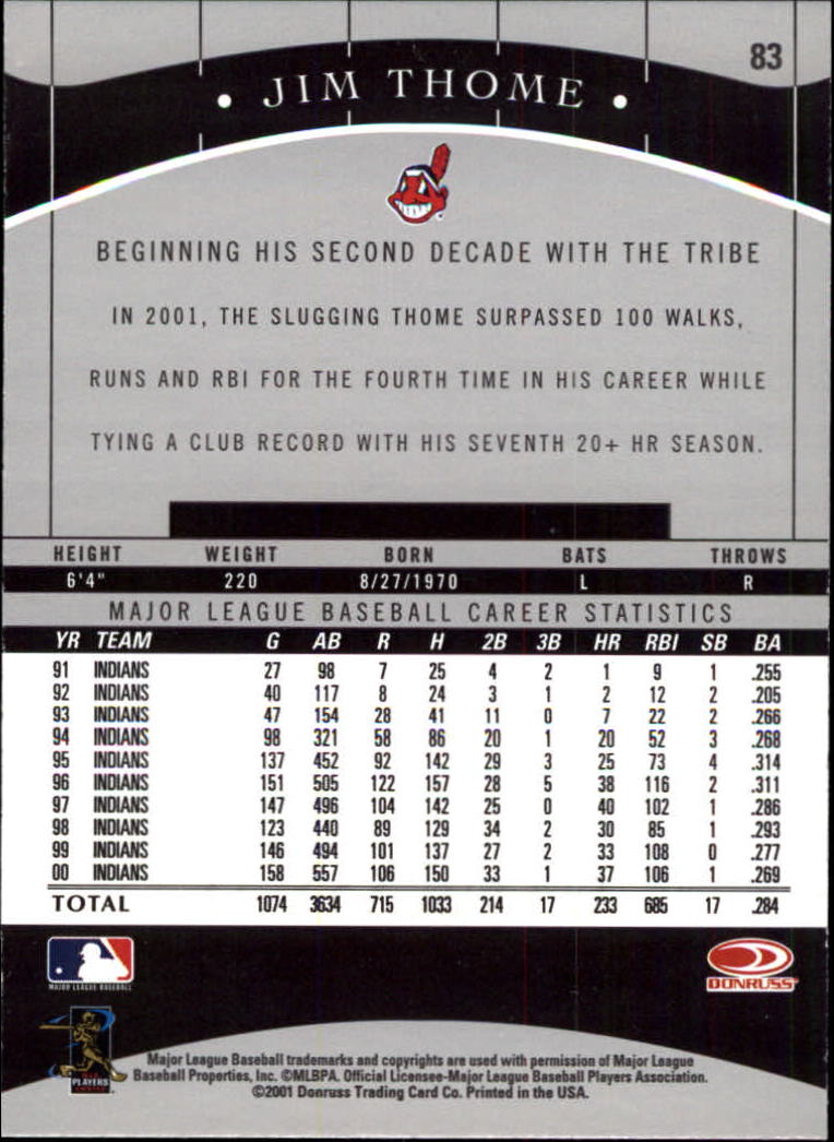 2001 Donruss Classics Baseball "Main Set" Cards - Picture 159 of 203