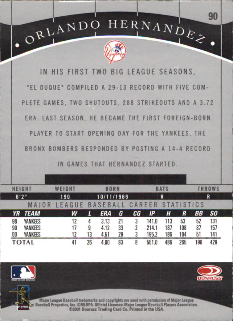 2001 Donruss Classics Baseball "Main Set" Cards - Picture 173 of 203