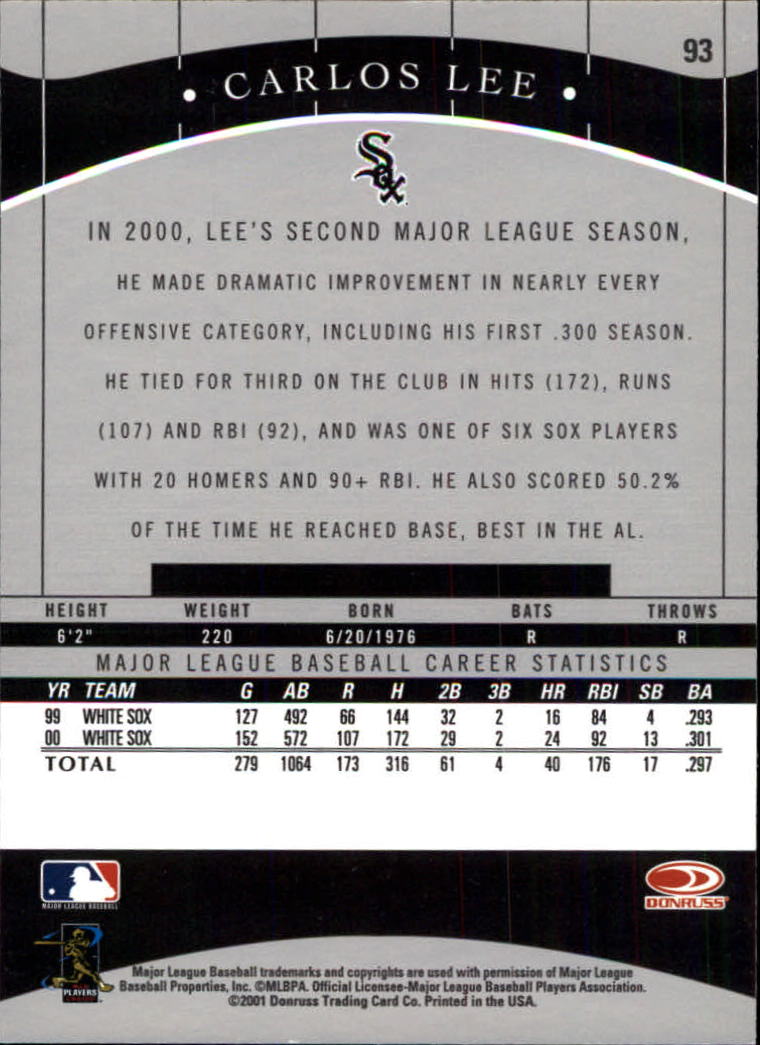 2001 Donruss Classics Baseball "Main Set" Cards - Picture 179 of 203