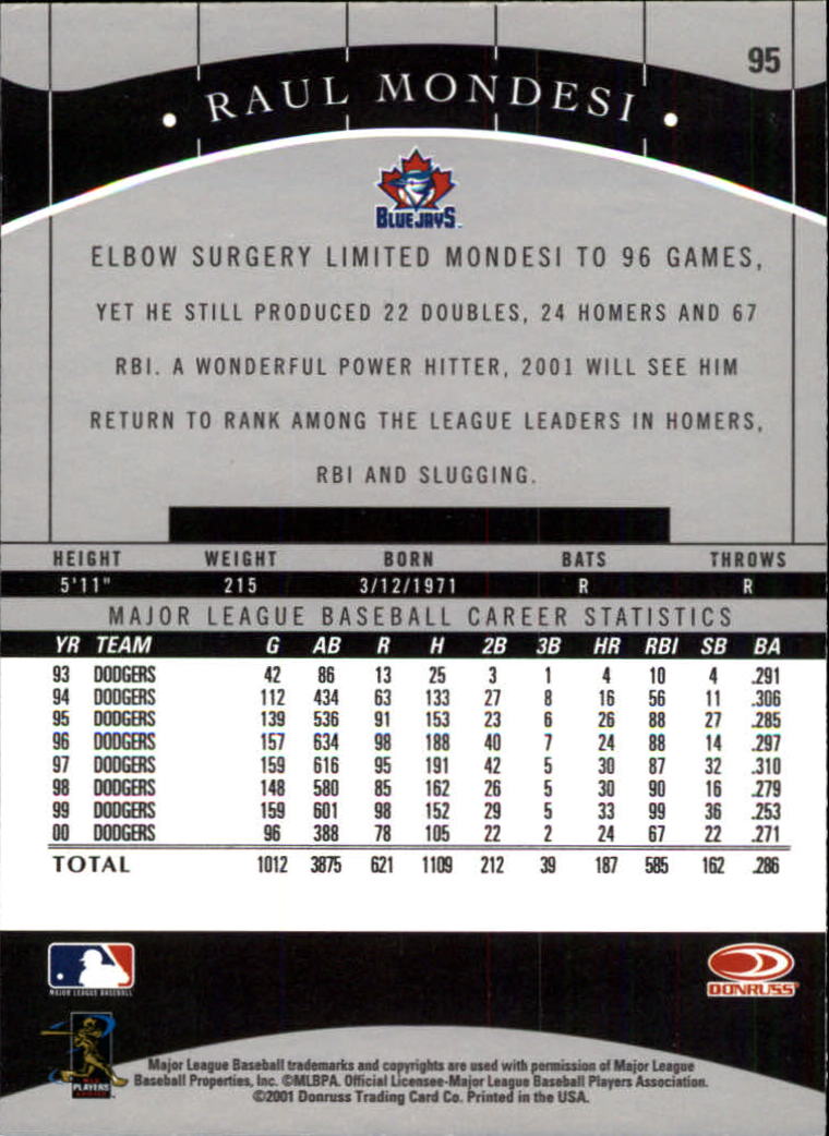 2001 Donruss Classics Baseball "Main Set" Cards - Picture 183 of 203