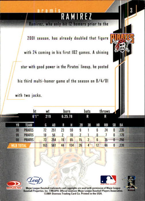 2001 Leaf Rookies and Stars Baseball "Main Set" Base Cards #1 to #300 - Picture 7 of 281