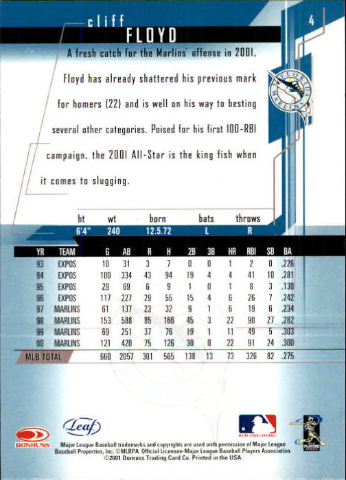 2001 Leaf Rookies and Stars Baseball "Main Set" Base Cards #1 to #300 - Picture 9 of 281