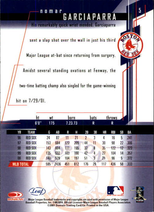 2001 Leaf Rookies and Stars Baseball "Main Set" Base Cards #1 to #300 - Picture 11 of 281