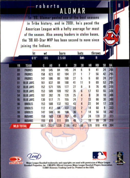 2001 Leaf Rookies and Stars Baseball "Main Set" Base Cards #1 to #300 - Picture 23 of 281