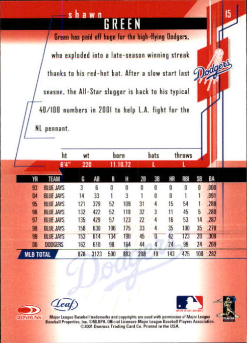 2001 Leaf Rookies and Stars Baseball "Main Set" Base Cards #1 to #300 - Picture 31 of 281