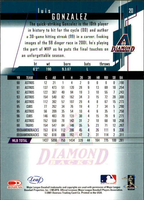 2001 Leaf Rookies and Stars Baseball "Main Set" Base Cards #1 to #300 - Picture 41 of 281