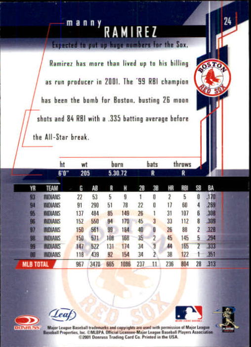 2001 Leaf Rookies and Stars Baseball "Main Set" Base Cards #1 to #300 - Picture 49 of 281