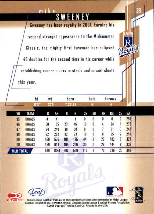 2001 Leaf Rookies and Stars Baseball "Main Set" Base Cards #1 to #300 - Picture 59 of 281