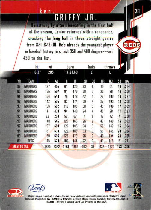 2001 Leaf Rookies and Stars Baseball "Main Set" Base Cards #1 to #300 - Picture 61 of 281