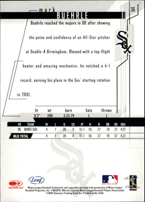 2001 Leaf Rookies and Stars Baseball "Main Set" Base Cards #1 to #300 - Picture 73 of 281