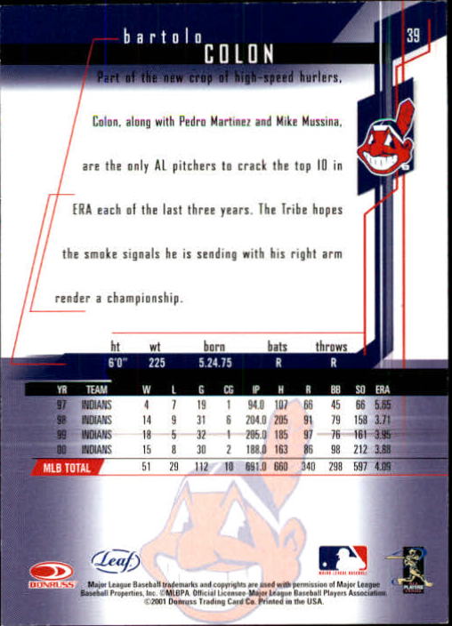 2001 Leaf Rookies and Stars Baseball "Main Set" Base Cards #1 to #300 - Picture 79 of 281