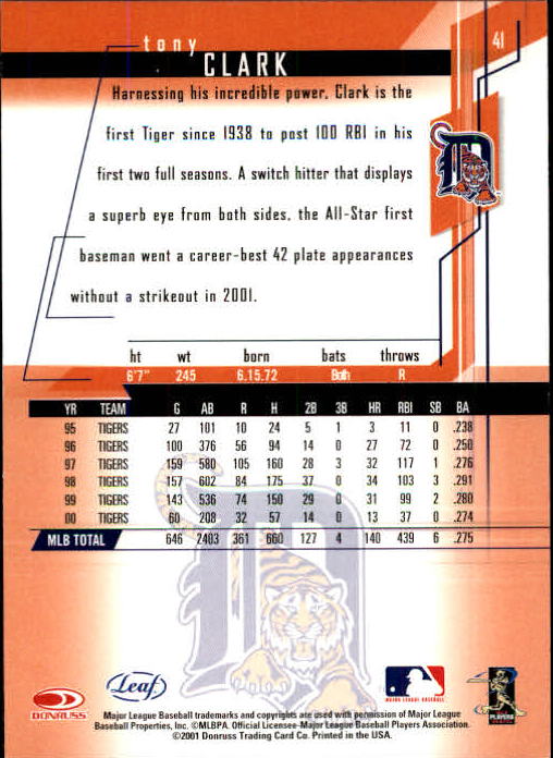 2001 Leaf Rookies and Stars Baseball "Main Set" Base Cards #1 to #300 - Picture 83 of 281