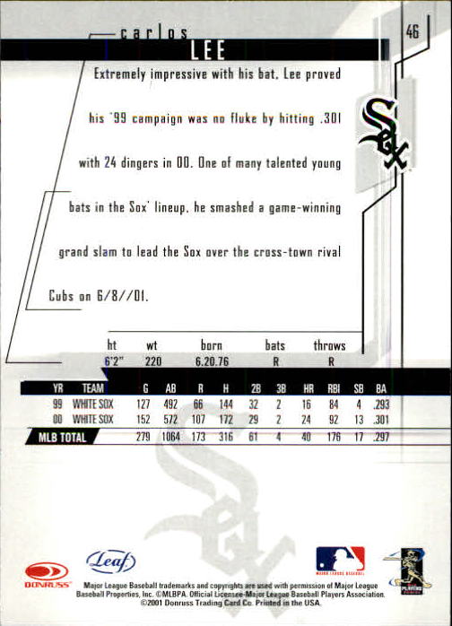 2001 Leaf Rookies and Stars Baseball "Main Set" Base Cards #1 to #300 - Picture 93 of 281