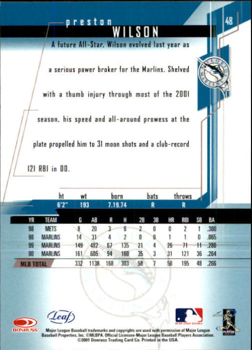 2001 Leaf Rookies and Stars Baseball "Main Set" Base Cards #1 to #300 - Picture 97 of 281