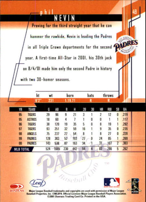 2001 Leaf Rookies and Stars Baseball "Main Set" Base Cards #1 to #300 - Picture 99 of 281