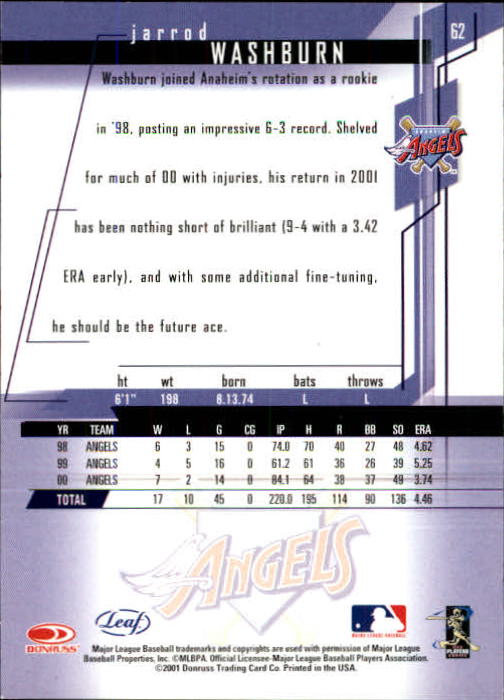 2001 Leaf Rookies and Stars Baseball "Main Set" Base Cards #1 to #300 - Picture 125 of 281