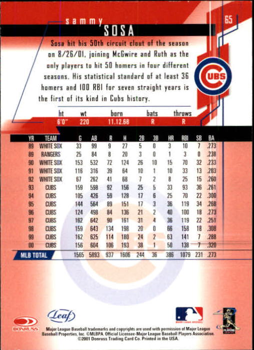 2001 Leaf Rookies and Stars Baseball "Main Set" Base Cards #1 to #300 - Picture 131 of 281