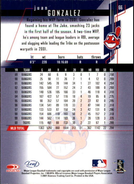 2001 Leaf Rookies and Stars Baseball "Main Set" Base Cards #1 to #300 - Picture 133 of 281