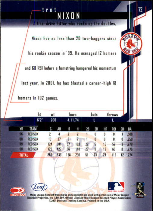 2001 Leaf Rookies and Stars Baseball "Main Set" Base Cards #1 to #300 - Picture 145 of 281