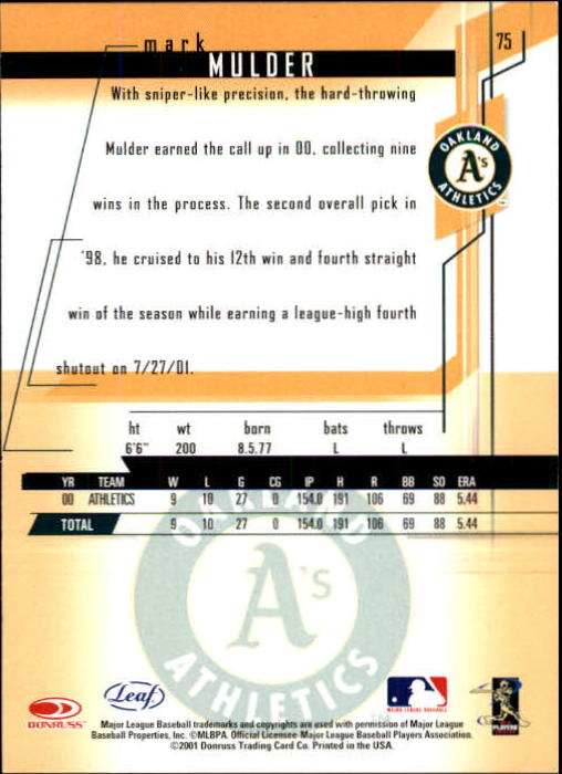 2001 Leaf Rookies and Stars Baseball "Main Set" Base Cards #1 to #300 - Picture 151 of 281
