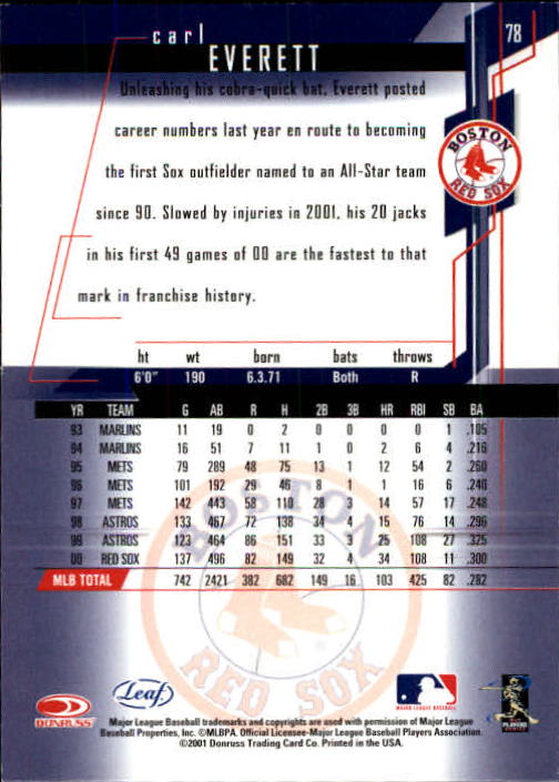 2001 Leaf Rookies and Stars Baseball "Main Set" Base Cards #1 to #300 - Picture 157 of 281