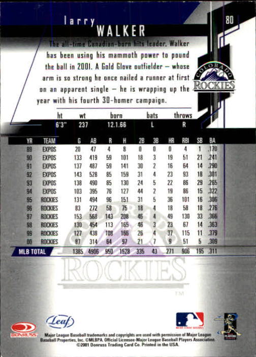 2001 Leaf Rookies and Stars Baseball "Main Set" Base Cards #1 to #300 - Picture 161 of 281