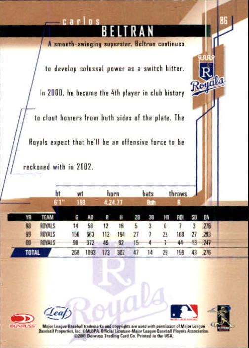 2001 Leaf Rookies and Stars Baseball "Main Set" Base Cards #1 to #300 - Picture 173 of 281