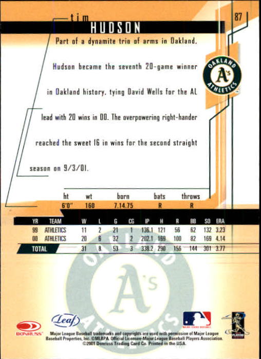 2001 Leaf Rookies and Stars Baseball "Main Set" Base Cards #1 to #300 - Picture 175 of 281