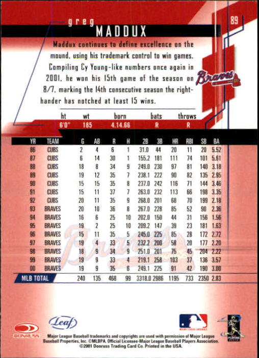 2001 Leaf Rookies and Stars Baseball "Main Set" Base Cards #1 to #300 - Picture 179 of 281