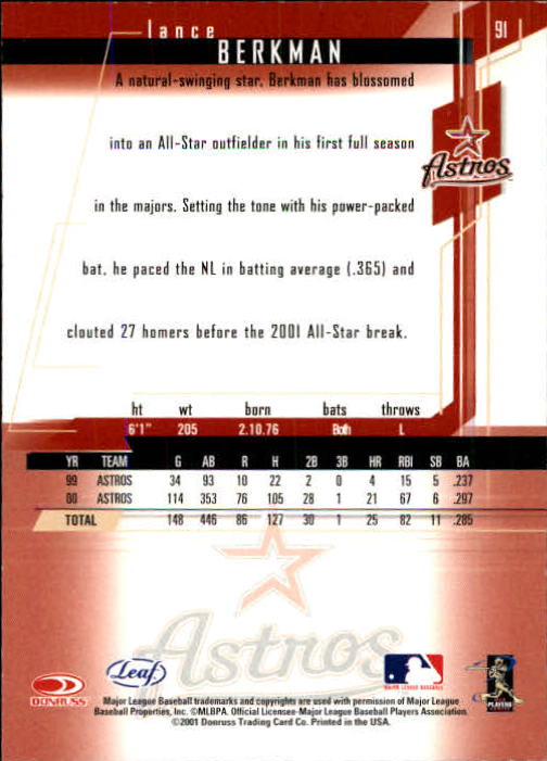 2001 Leaf Rookies and Stars Baseball "Main Set" Base Cards #1 to #300 - Picture 183 of 281