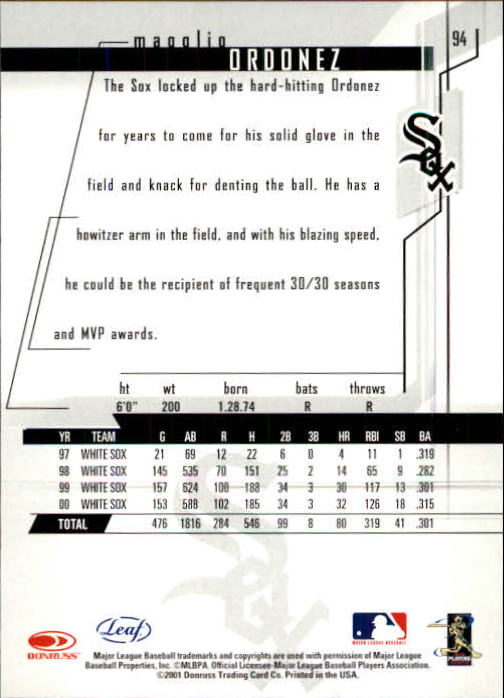 2001 Leaf Rookies and Stars Baseball "Main Set" Base Cards #1 to #300 - Picture 189 of 281