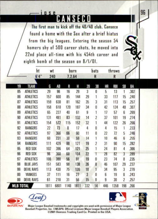 2001 Leaf Rookies and Stars Baseball "Main Set" Base Cards #1 to #300 - Picture 193 of 281