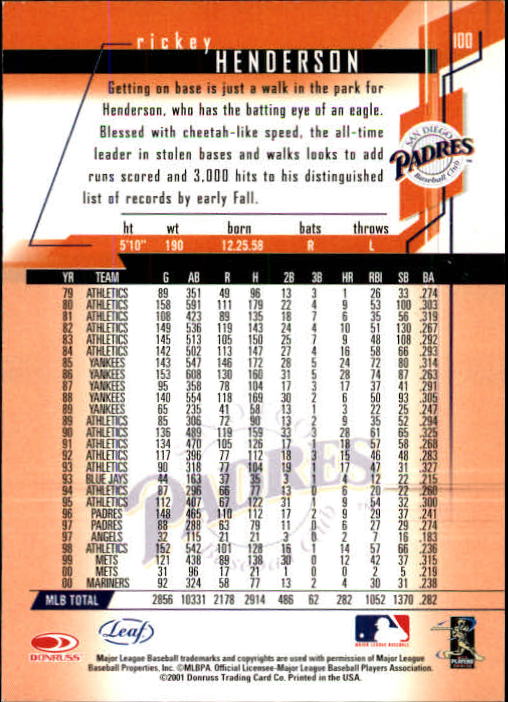 2001 Leaf Rookies and Stars Baseball "Main Set" Base Cards #1 to #300 - Picture 201 of 281