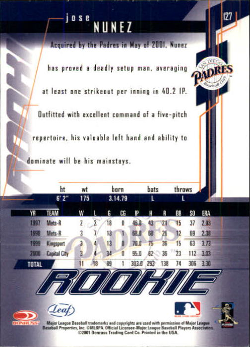 2001 Leaf Rookies and Stars Baseball "Main Set" Base Cards #1 to #300 - Picture 223 of 281