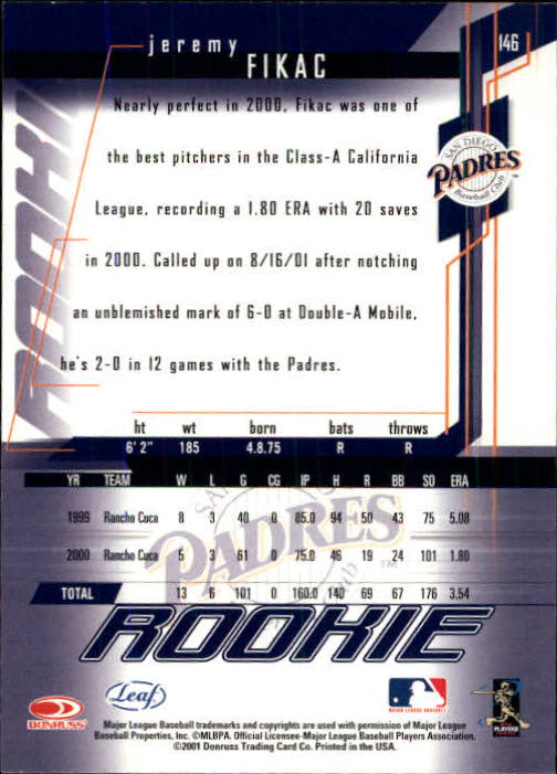 2001 Leaf Rookies and Stars Baseball "Main Set" Base Cards #1 to #300 - Picture 233 of 281