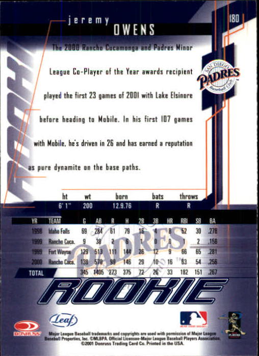 2001 Leaf Rookies and Stars Baseball "Main Set" Base Cards #1 to #300 - Picture 255 of 281