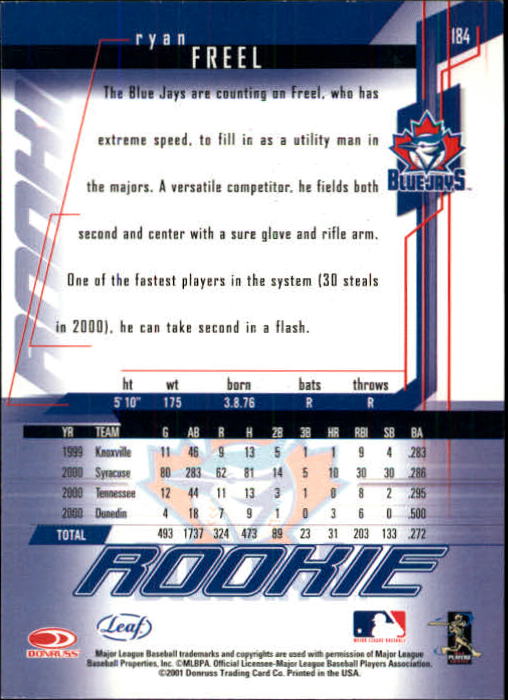 2001 Leaf Rookies and Stars Baseball "Main Set" Base Cards #1 to #300 - Picture 257 of 281