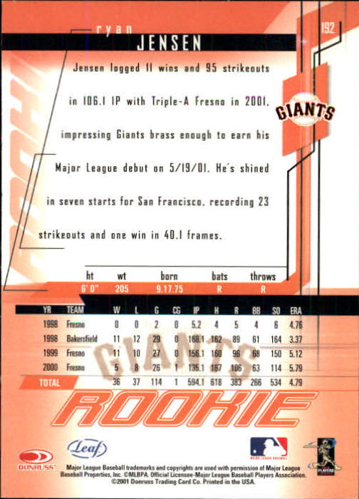 2001 Leaf Rookies and Stars Baseball "Main Set" Base Cards #1 to #300 - Picture 263 of 281