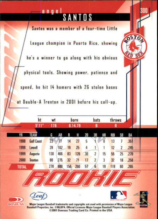 2001 Leaf Rookies and Stars Baseball "Main Set" Base Cards #1 to #300 - Picture 281 of 281