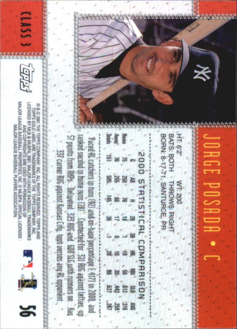 2001 Topps Gold Label Baseball - Picture 179 of 183