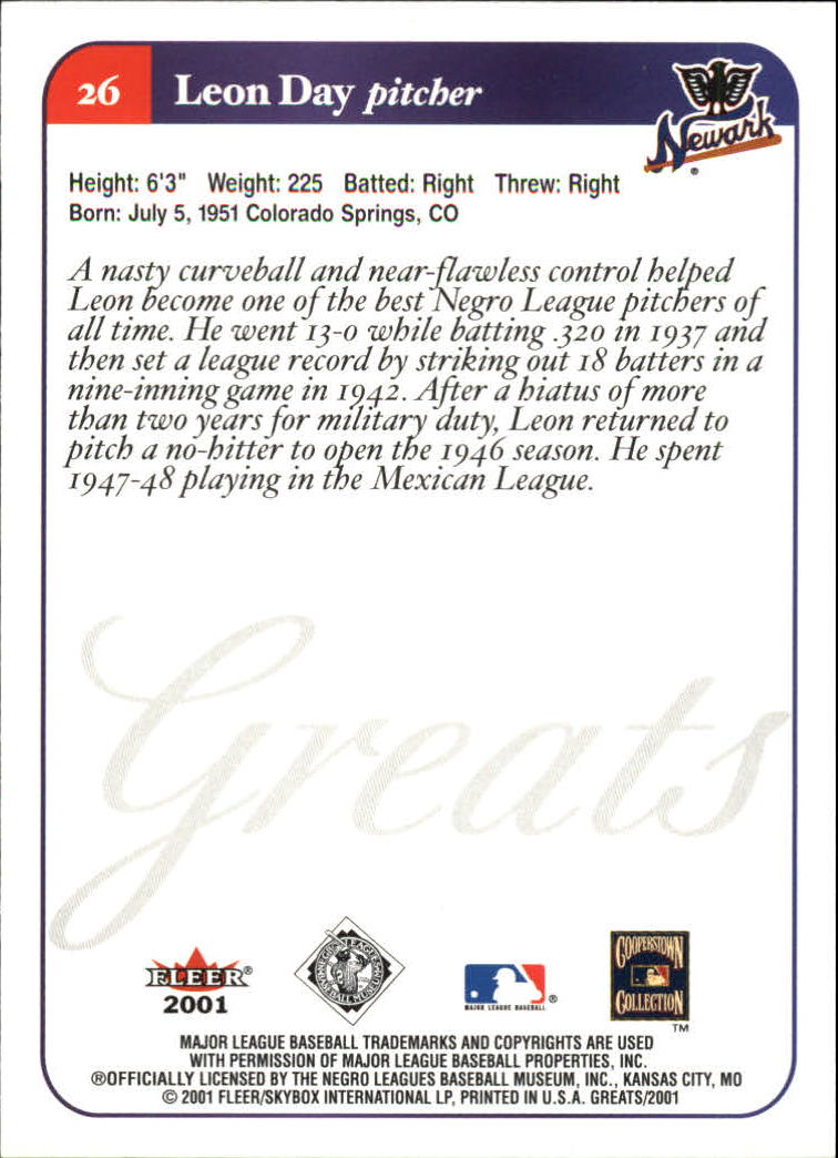 2001 Greats of the Game (Fleer) Baseball "Main Set" Cards - Picture 51 of 259
