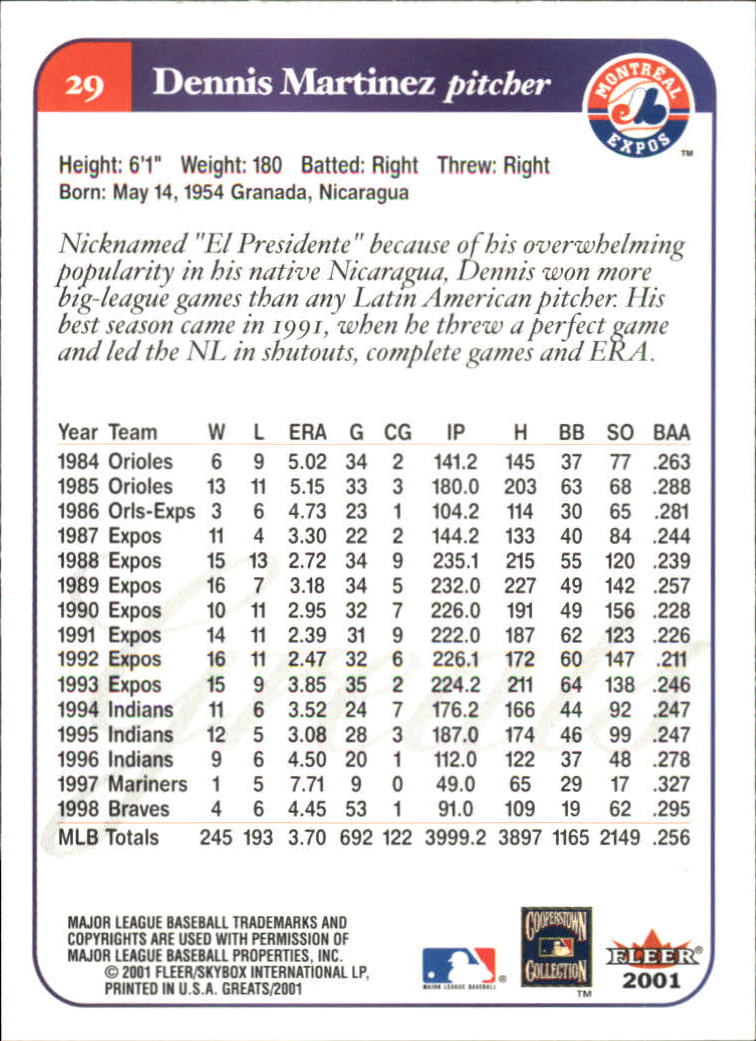 2001 Greats of the Game (Fleer) Baseball "Main Set" Cards - Picture 57 of 259