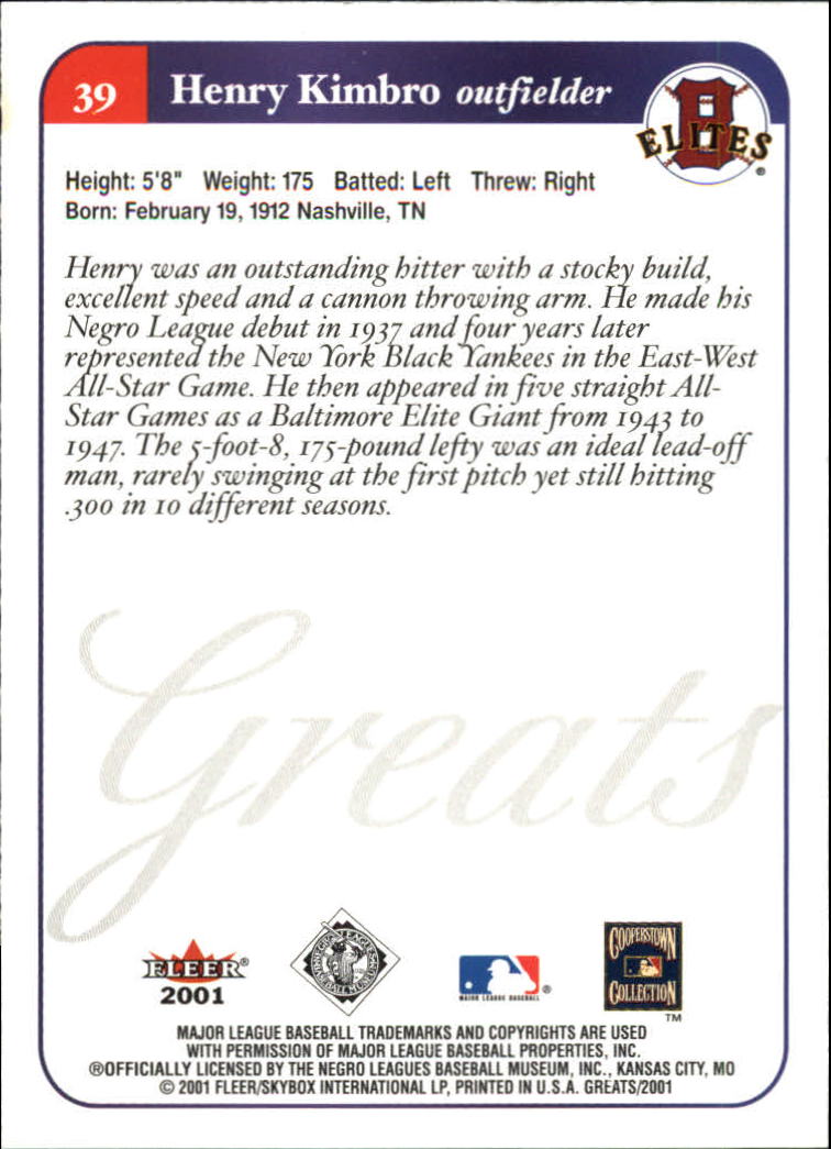 2001 Greats of the Game (Fleer) Baseball "Main Set" Cards - Picture 77 of 259