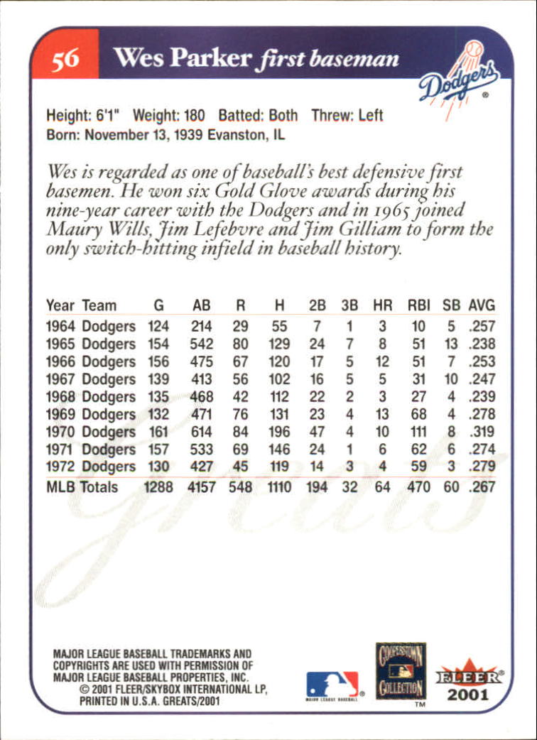 2001 Greats of the Game (Fleer) Baseball "Main Set" Cards - Picture 111 of 259